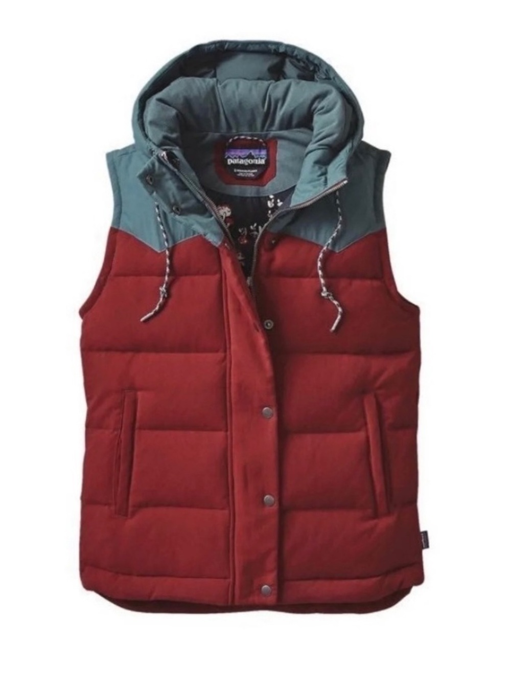 Patagonia Bivy Hooded Vest Rare Mushroom Down Puffer Drumfire Red Women’s Small